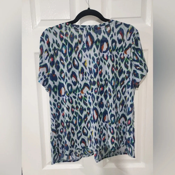 Nine West Multicolored Leopard Print Twist Front Blouse in Size XL - Picture 9 of 10